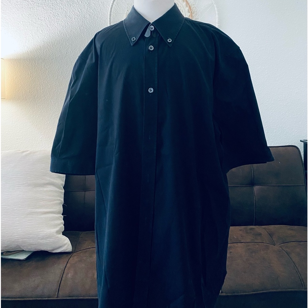 Alexander McQueen Black Short Sleeve Button Down Shirt - Size 17 (XL)